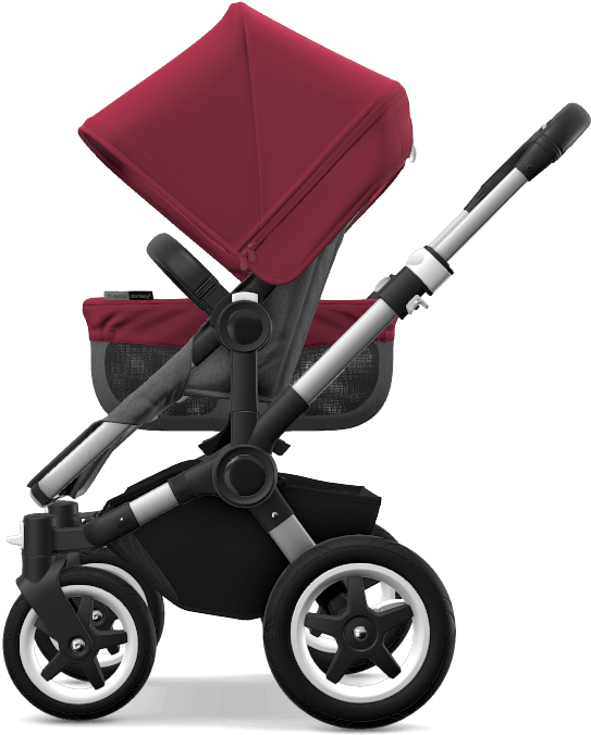 Ruby Red - Bugaboo Donkey Duo Grey Melange (1000x835), Png Download