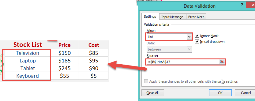 Excel Vlookup With Drop Down - Combination Check Data Validation (867x329), Png Download