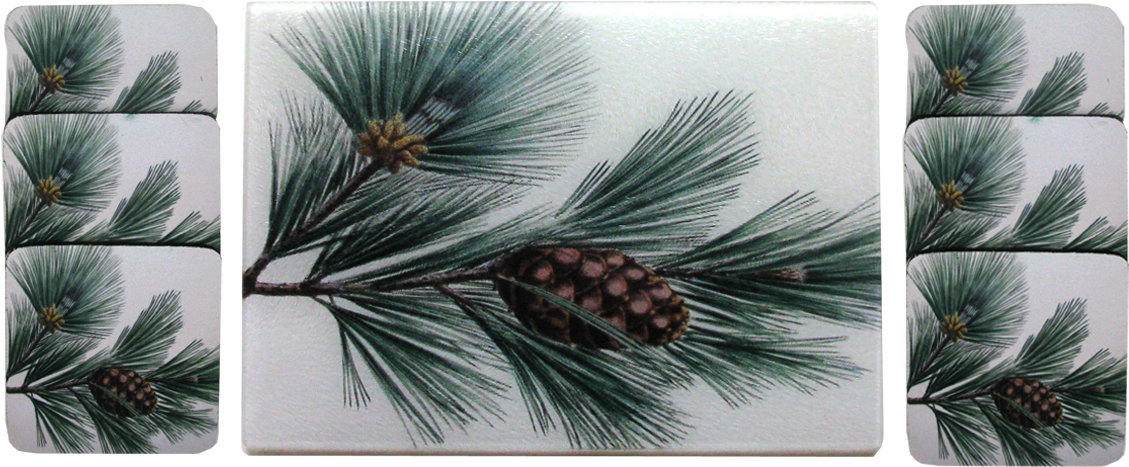 Pine Bough Cheese Tray/cutting Board & Coaster Set - Golden Hill Studio Pine Bough Throw Pillow (1200x800), Png Download