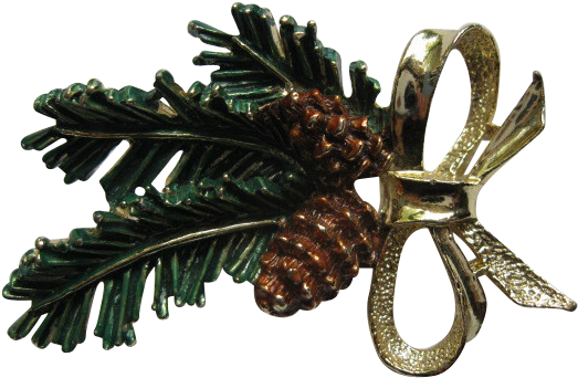 Vintage Signed Gerrys Christmas Pine Boughs Pin Broach - Christmas Day (522x522), Png Download