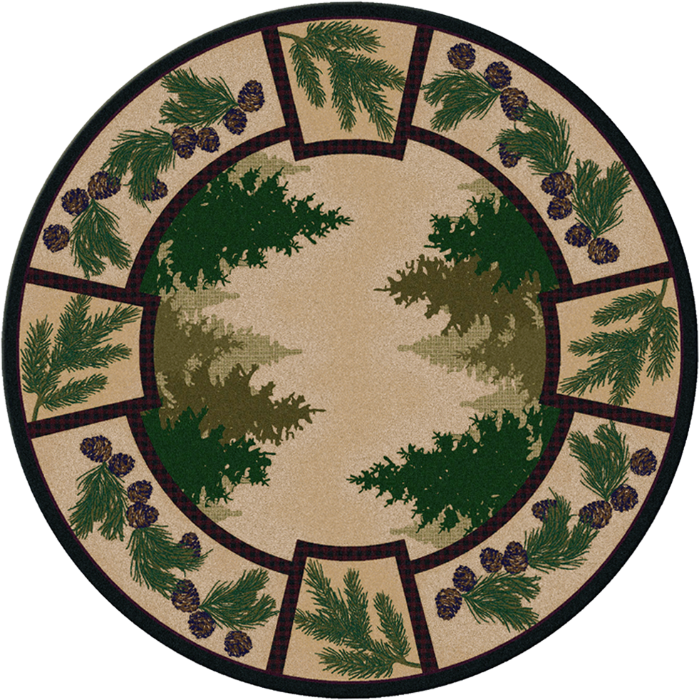 Pine Forest Round Rug - American Dakota Pine Forest Round Area Rug (1000x1008), Png Download