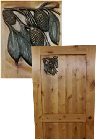 Pinebough Carving - Home Door (360x480), Png Download