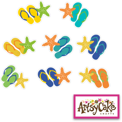 Beach Flip Flop And Starfish Cupcake Toppers - Beach (480x480), Png Download