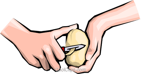 Hands Peeling Potatoes Royalty Free Vector Clip Art - Éplucher Une Pomme De Terre (480x253), Png Download