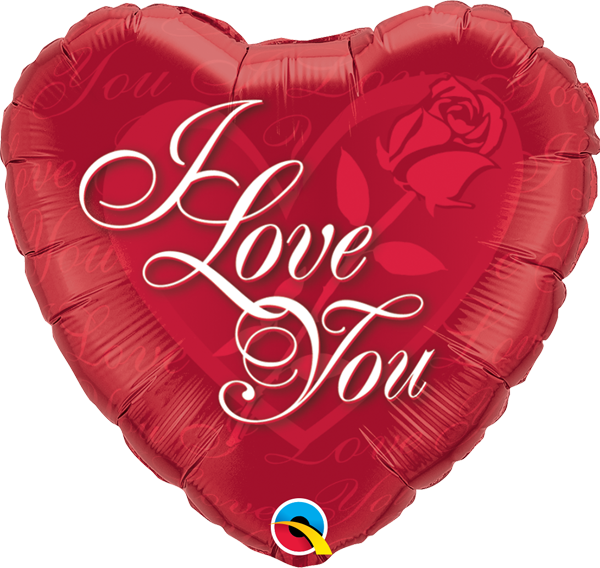 Balão Metalizado Eu Te Amo Com Rosa Vermelha 18 Polegadas - Balloon I Love U (600x568), Png Download