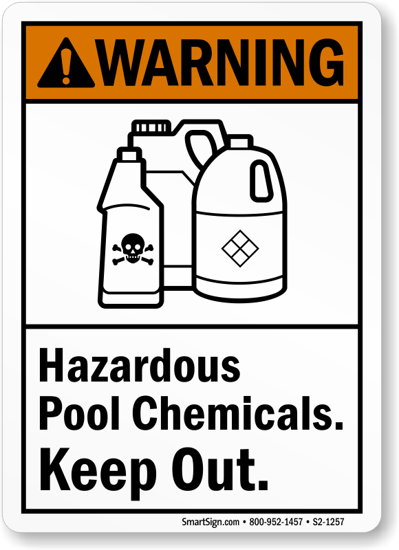 Hazardous Pool Chemicals Keep Out Warning Sign - Flying Objects Safety Symbol (580x800), Png Download