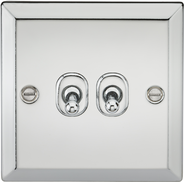 10a 2g 2way Toggle Switch - Polished Chrome Bevelled Edge 2 Gang 2 Way Toggle Light (909x881), Png Download