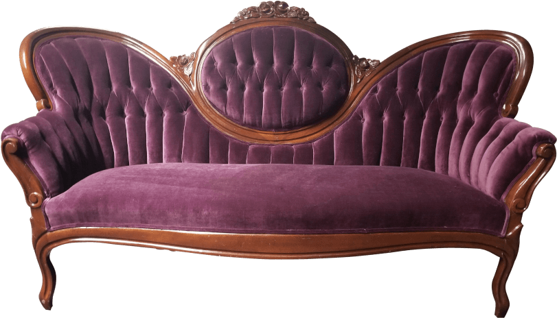Antique Plum Settee - Couch (900x515), Png Download