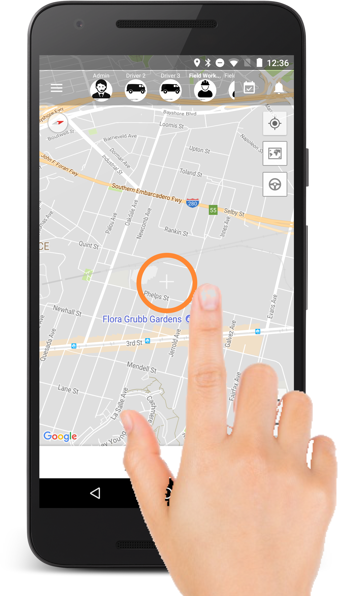 Tap With Your Finger For 4 Seconds Until A Place Label - Hand (1482x2685), Png Download