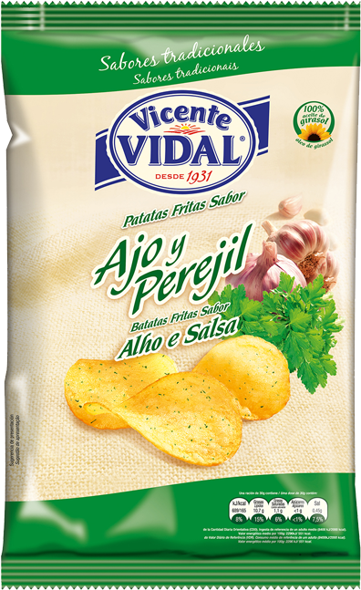 Sabores Ajo Perejil - Patatas Fritas Ajo Y Perejil (400x700), Png Download