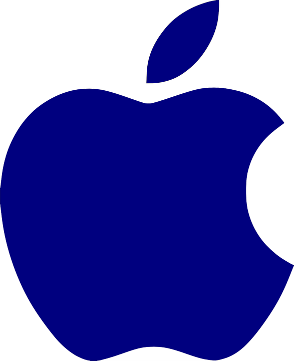 Apple, Bite, Blue, Silhouette, Icon, Symbol - Dark Blue Apple Logo (587x720), Png Download