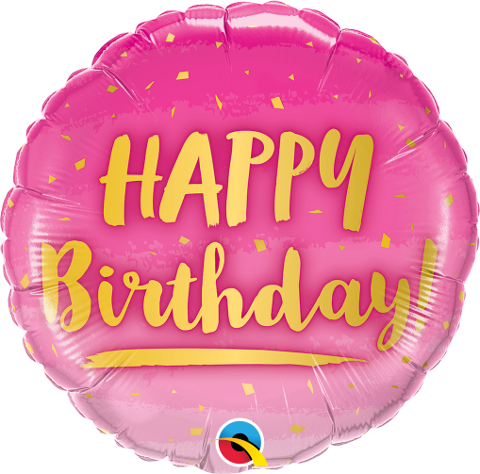 18" Birthday Gold & Pink Foil Balloon - Halloween Skeleton Mirror Foil Balloon (480x474), Png Download
