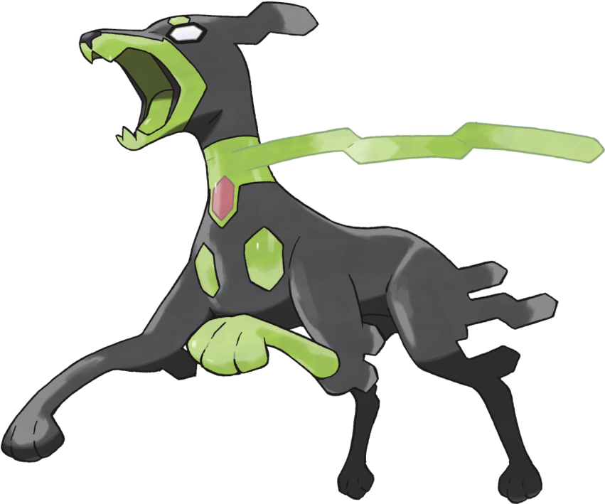 Dog Empty Eyes Green Tongue Hexagon Highres Legendary - Pokemon Zygarde (850x850), Png Download