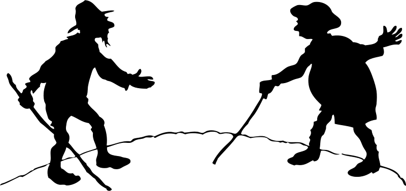 Este Gráficos Es Dos Hombres Toman Un Palo Sobre El - Silhouette Of Two Men Fighting (800x377), Png Download