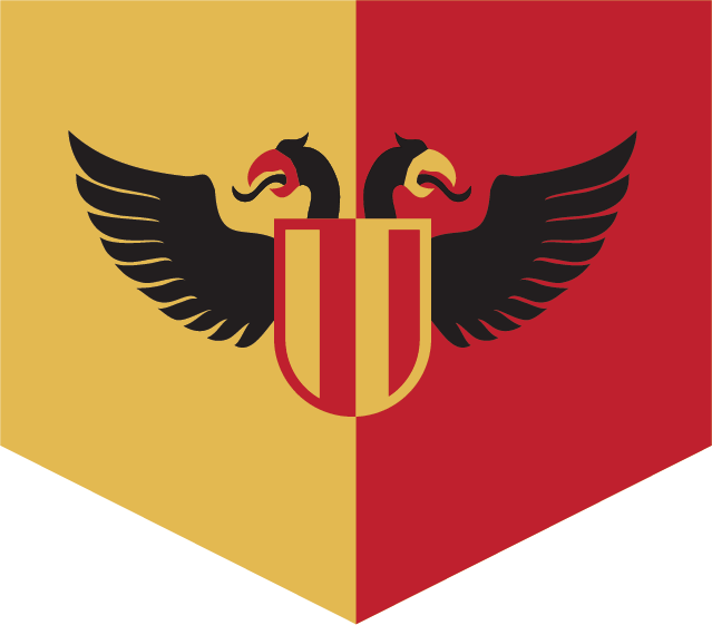 Split Yellow , Red (right) Flag With A Black, Medieval - Red And Yellow Knight Flag (639x561), Png Download