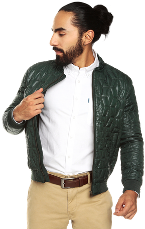 Chaqueta Para Hombre Bomber Krong Verde Scarab - Leather Jacket (470x470), Png Download