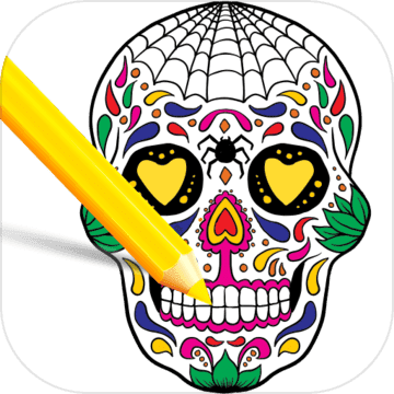 Scary Halloween Coloring Pages - Scary Sugar Skulls (360x360), Png Download