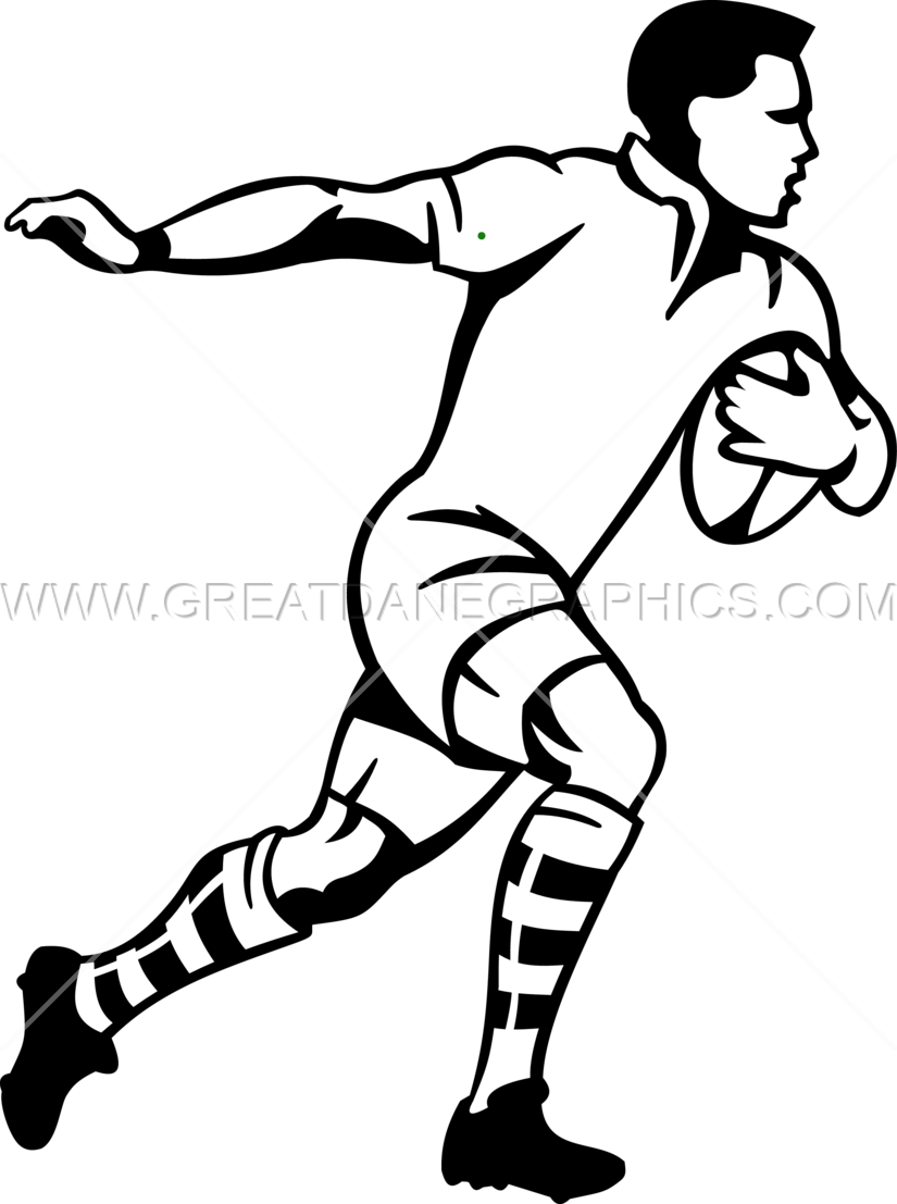 Rugby Player Running - Rugby Player Clipart Black And White (825x1107), Png Download
