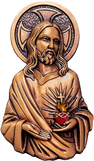 Sagrado Corazón De Jesús Decorado En Bronce Ref - Sagrado Corazón De Jesus Png (383x560), Png Download