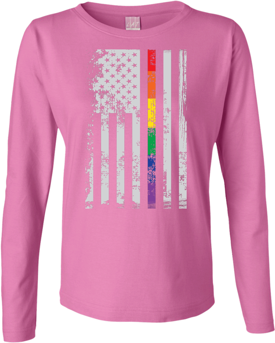 Rainbow Pride Usa Flag Strip T Shirt, Hoodie - T-shirt (1155x1155), Png Download