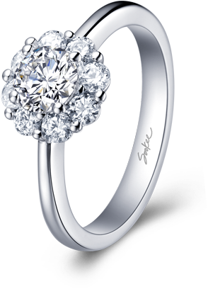 Blossom - Great 3ct Round Diamond Silver Ring White Gold Finish (460x460), Png Download