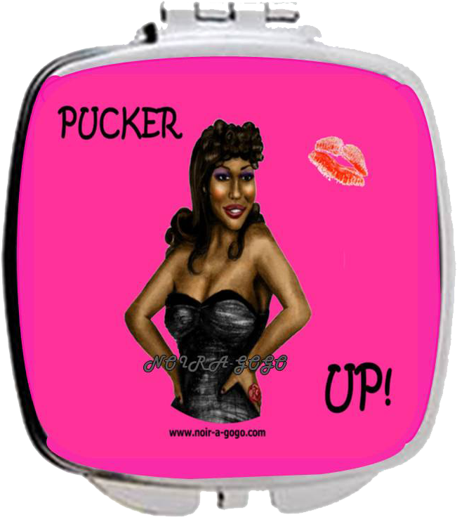 Pucker Up Compactblack Pinup Girl Compact Mirror - Girl (720x960), Png Download