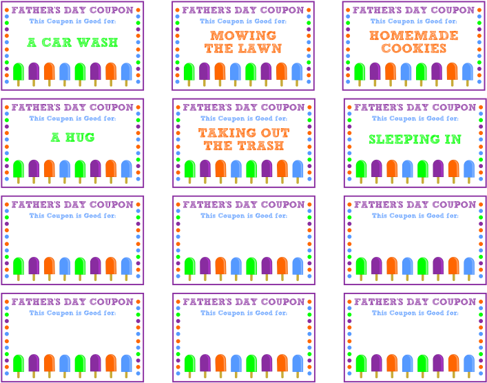 Coupon Book - Printable Birthday Coupons For Dad (776x600), Png Download
