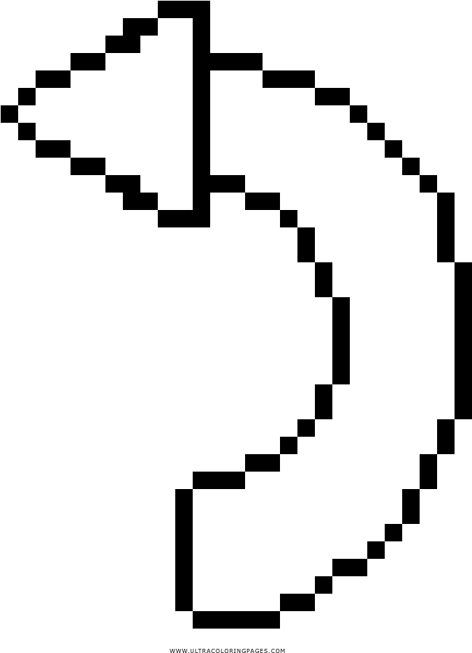 Flecha Esquerda Curva Desenho Para Colorir - Pixel Art Emoji (1000x1000), Png Download