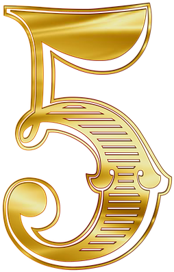 Stylish Printable Numbers 0-9 Gold - Numero 5 En Dorado Png (452x640), Png Download