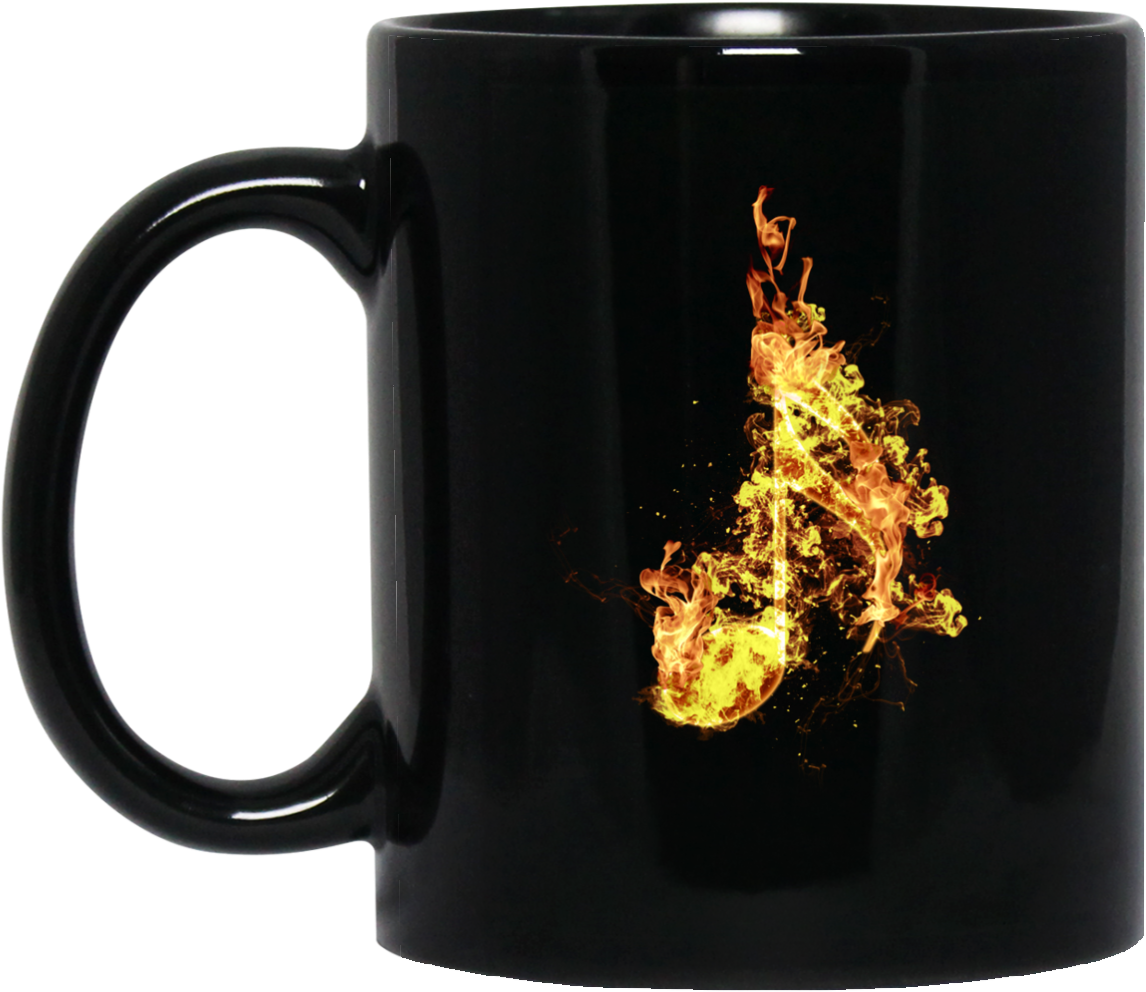 Fire Sixteenth Note Mug - Blank Black Mug (1155x1155), Png Download