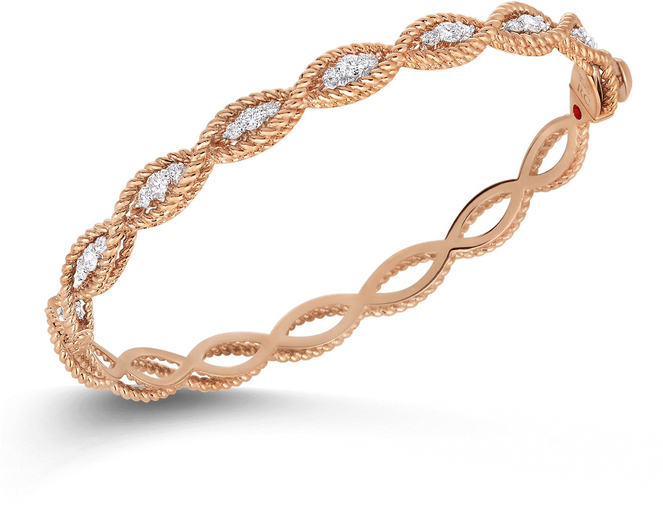 New Barocco1 Row Bangle With Diamonds - Roberto Coin Bangle Bracelet (1600x1600), Png Download