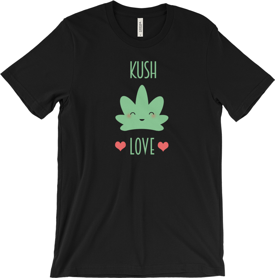 Cute Kawaii Kush Love Women's T-shirt Cannabis Leaf - Blue Oyster Cult Logo T Shirt (1000x1000), Png Download