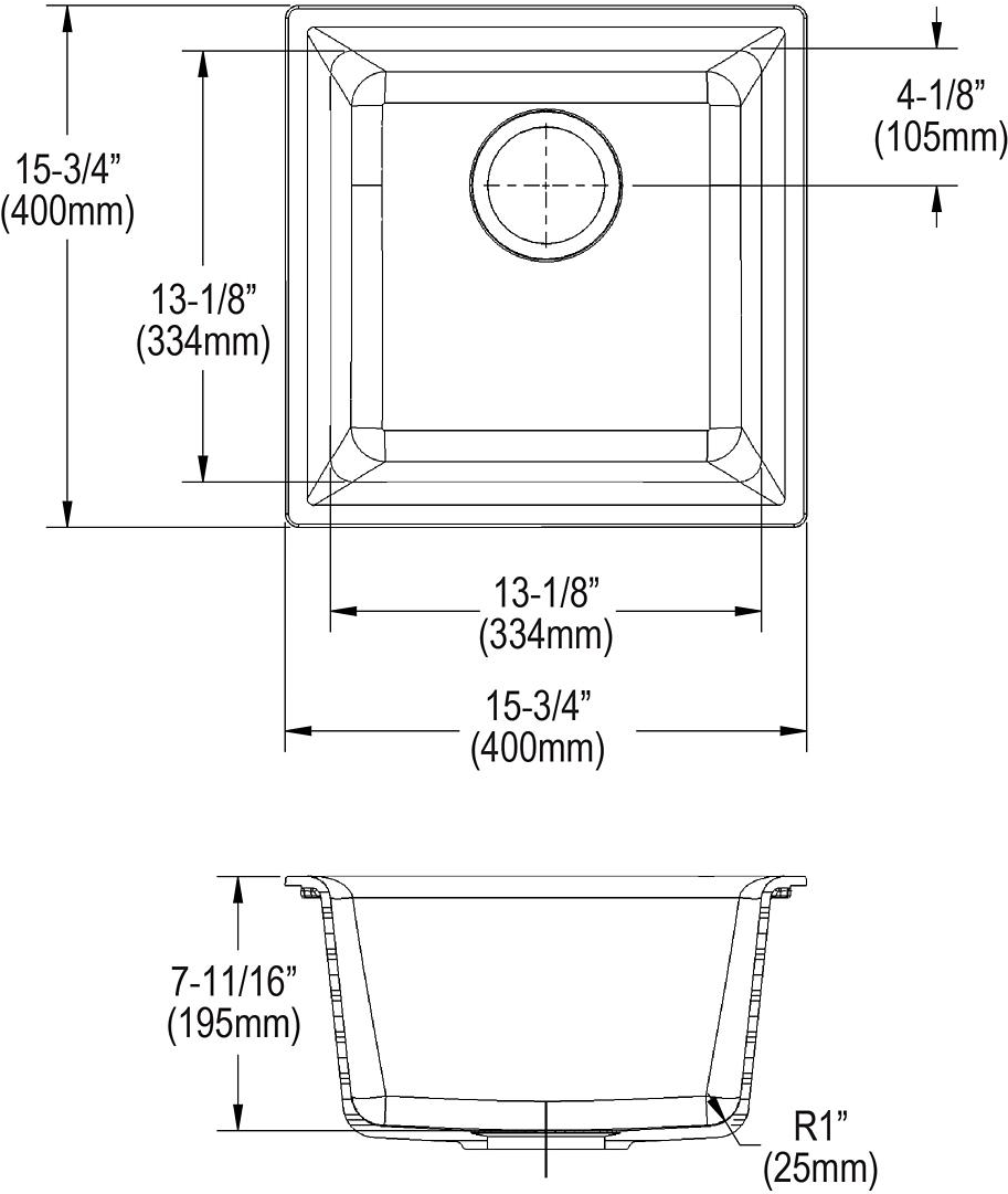 Elkay Quartz Luxe 15 3/4" X 15 3/4" - Elkay Quartz Luxe 16" X 16" Top Mount Bar Sink (1920x1080), Png Download
