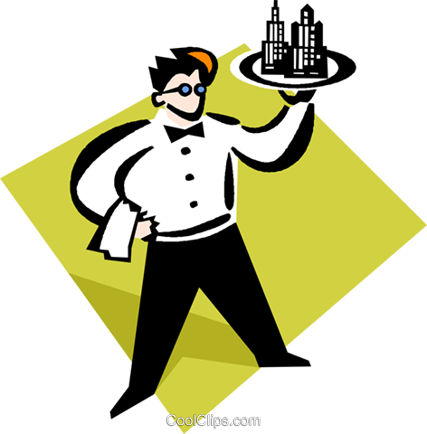 Waiter With A Serving Tray Royalty Free Vector Clip - Garçom Vetor Png (472x480), Png Download