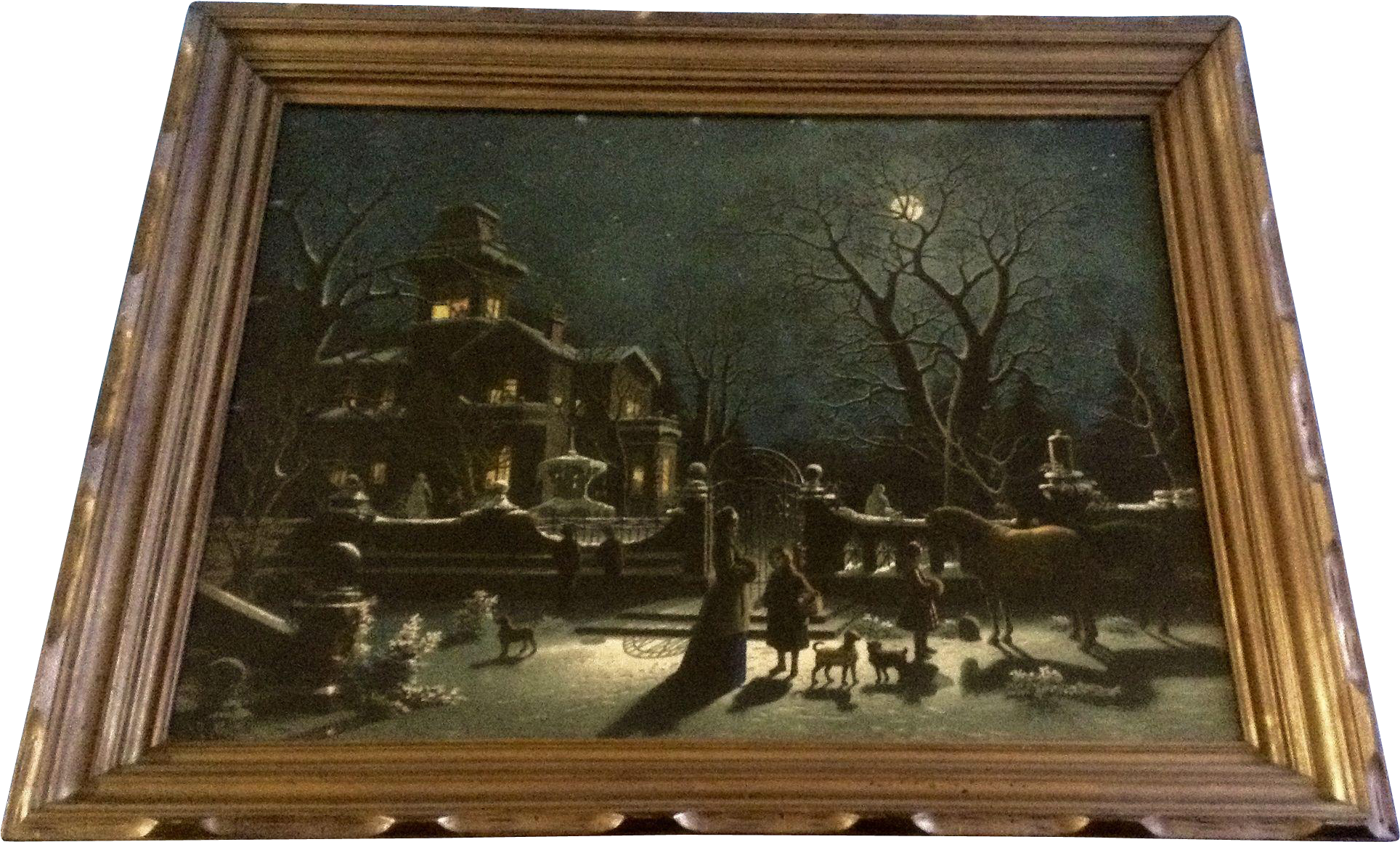 Gorgeous Victorian House Moon Reflection Night Scene - Reflection Night (1927x1927), Png Download