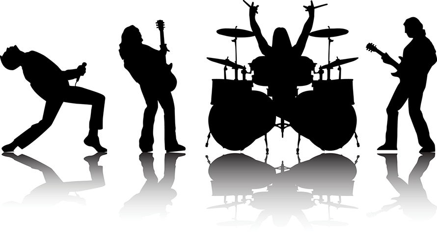 Rock Band Silhouette (890x495), Png Download