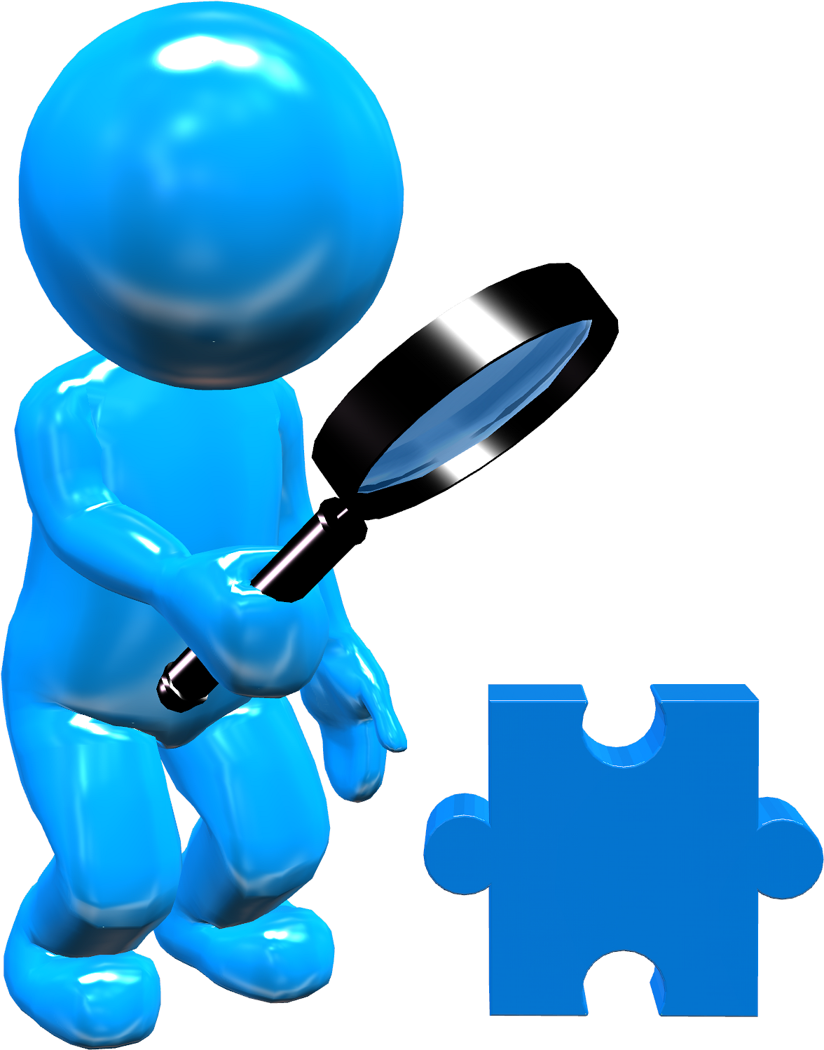 3d Character Magnifyingglass Puzzle - Goal-setting Theory (1600x1600), Png Download