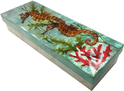 Seahorses Capiz Shell Treasure Box - Reindeer (480x480), Png Download