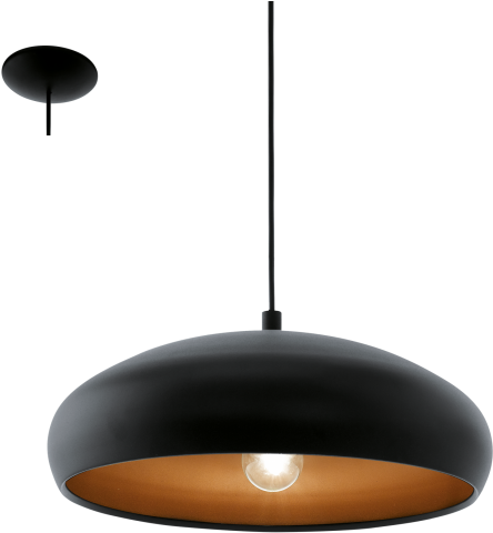 Colgante 1 Luz Mogano 1 Negro Interior Cobre Eglo - Suspension Noir Et Cuivre (540x540), Png Download
