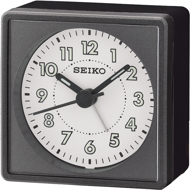 Reloj Seiko Despertador Qhe083j Cuadrado Negro Gris - Seiko Qhe083q Analogue Bedside Beep Alarm Clock (792x1032), Png Download