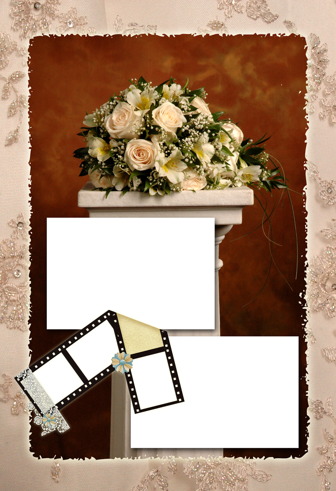 Marco De Bodas Con Ramos De Flores - Frames For Photoshop (1094x1600), Png Download