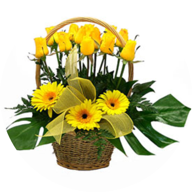 Canasta De Flores Amarillas (644x644), Png Download