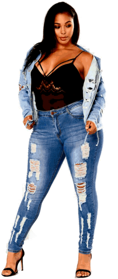 Share This Image - Denim Pants Hole Women Hollow Out Trousers Skinny Jeans (401x600), Png Download
