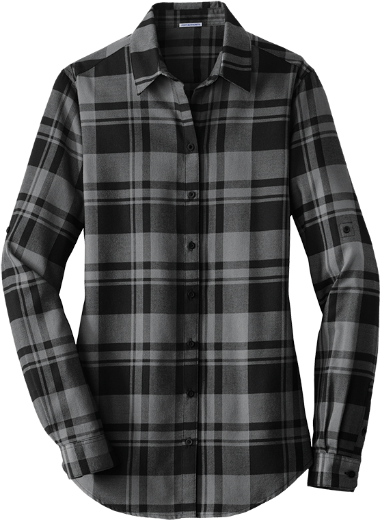 Ladies Fit Flannel. Grey And Black Plaid Monogrammed (800x800), Png Download