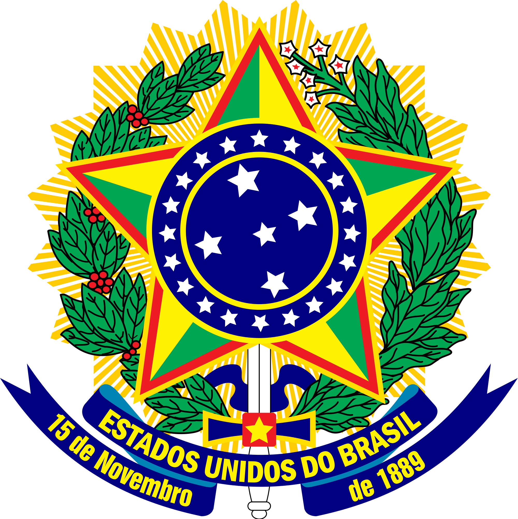 Brasão Dos Estados Unidos Do Brasil - Brazil Coat Of Arms (2000x2005), Png Download