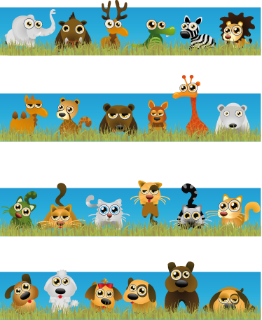 Autocolante Infantil Azulejo Animais Safari - Cenefas De Animales De La Selva (374x457), Png Download