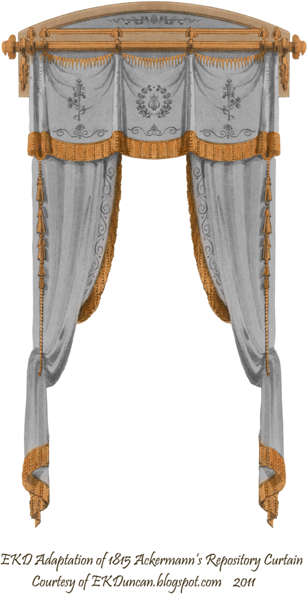 1815 French Curtain - Vintage Curtain Png (664x1204), Png Download