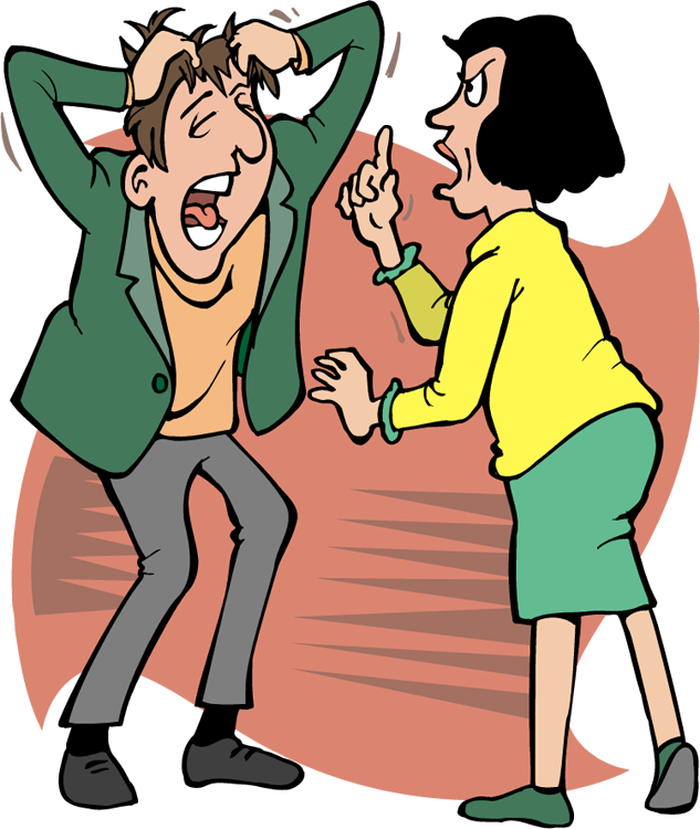 Pictures Of Husband And Wife Fighting - Wife And Husband Funny Fight (633x750), Png Download