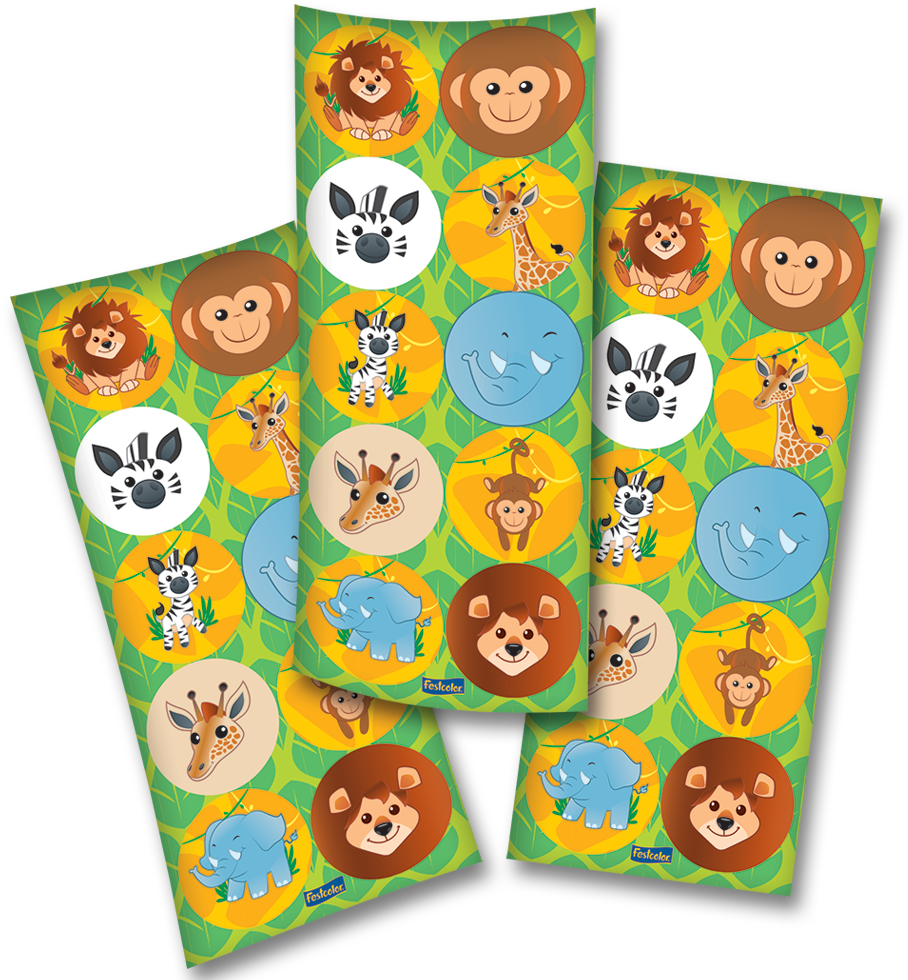 Adesivo Redondo Zoo - Prato Para Festa Temática Zoo - 8 Unidades (990x990), Png Download