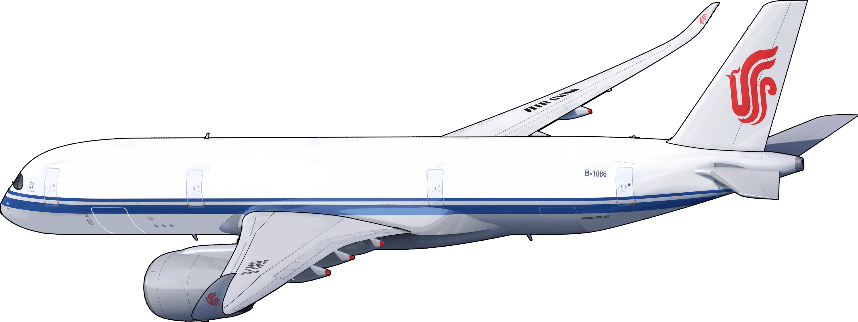 Boeing 777 (3000x1127), Png Download